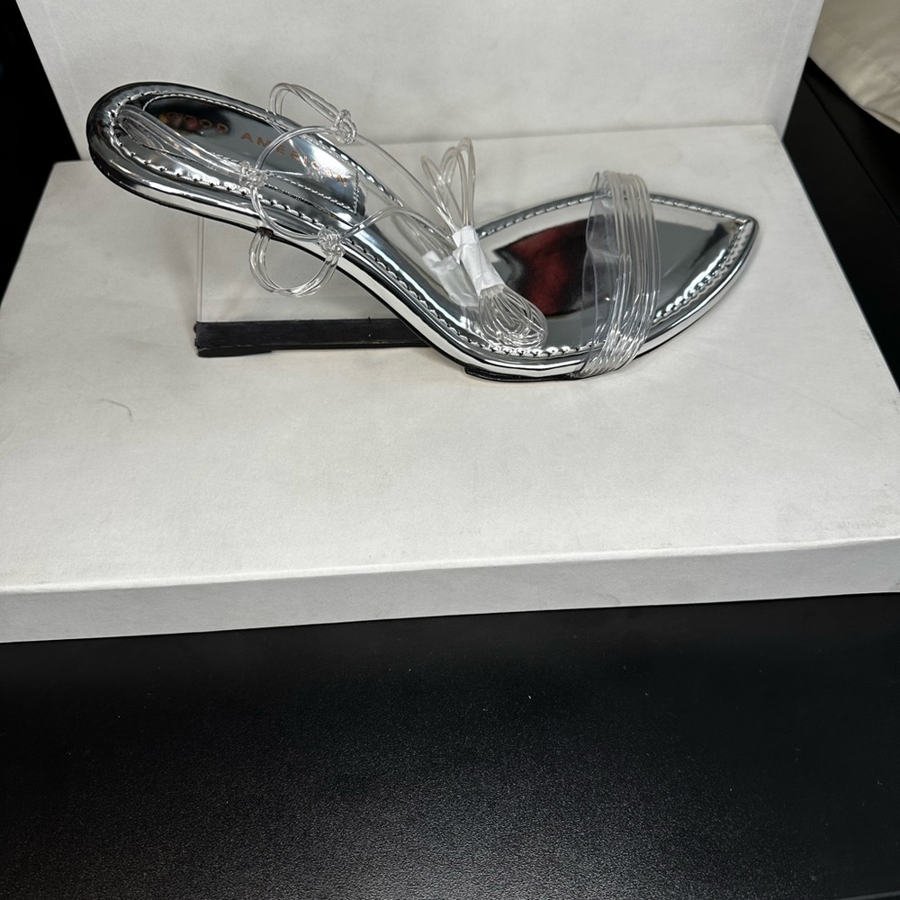 Good American Ciner F*cking Rella Silver Wedges Size 8.5